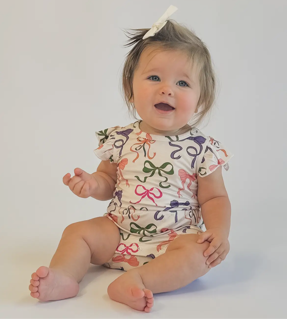 Bows Bamboo Ruffle Onesie