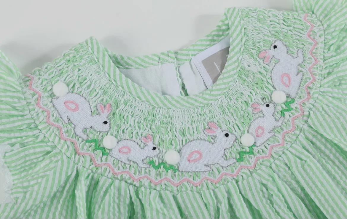 Greenie Bunny Gal Smocked Dress