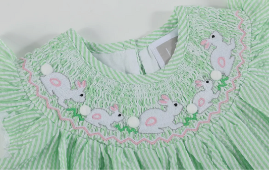 Greenie Bunny Gal Smocked Dress