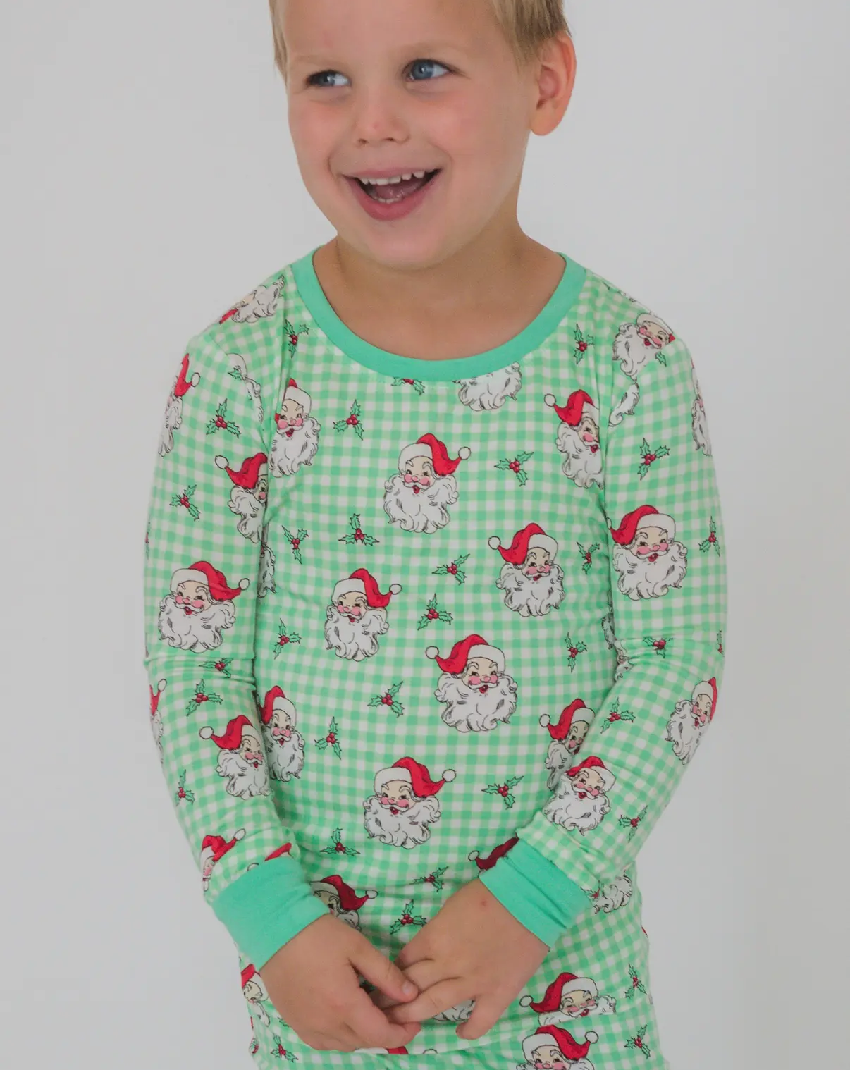 Santa Plaid Bamboo Set