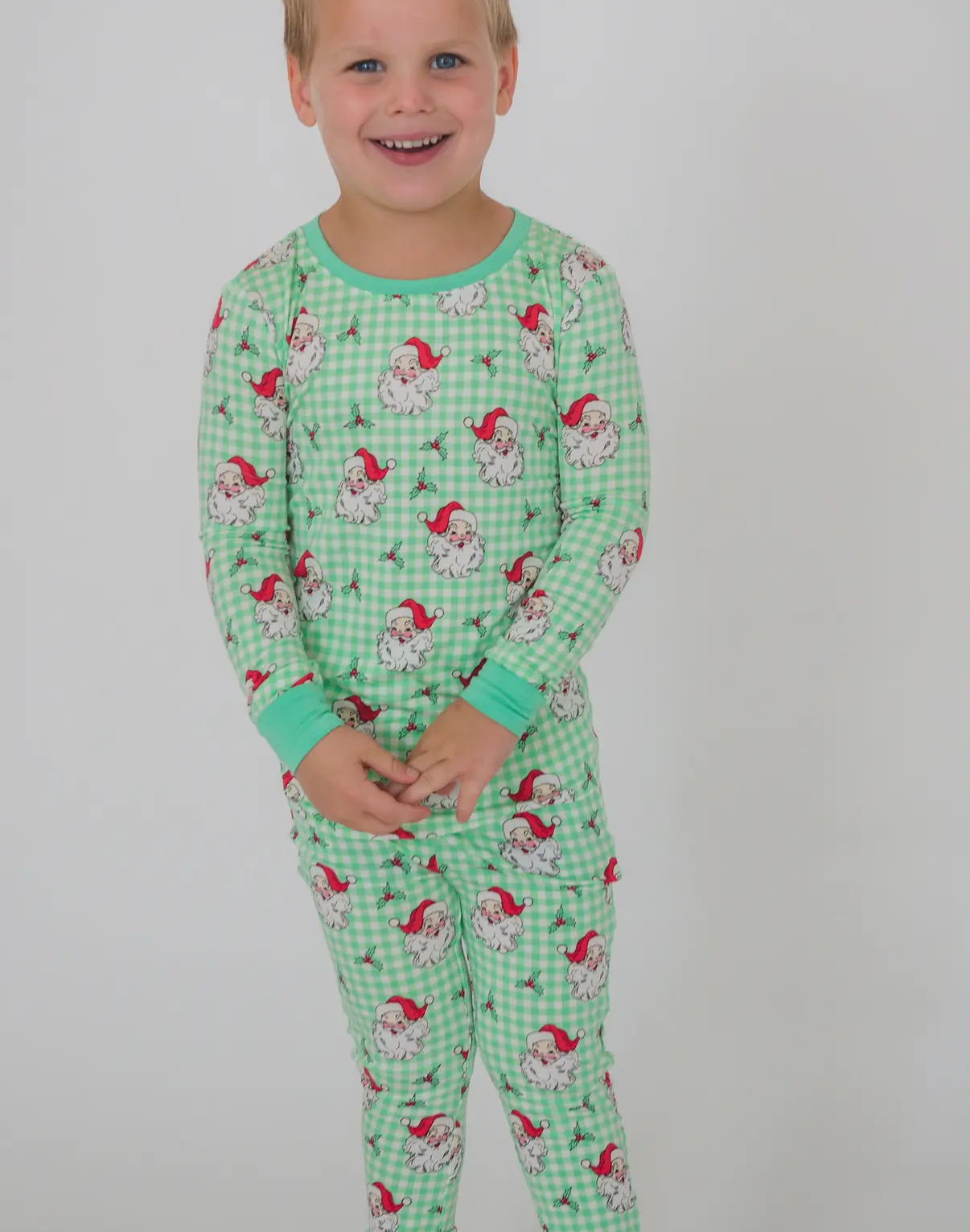 Santa Plaid Bamboo Set